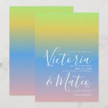 Ombre Rainbow Yellow Blue Pink Hochzeit Einladung
