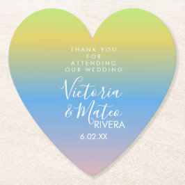Ombre Rainbow Yellow Blue Pink Wedding Vielen Dank Untersetzer