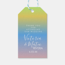 Ombre Rainbow Yellow Pink Wedding Geschenkanhänger