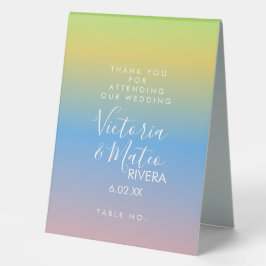 Ombre Rainbow Yellow Pink Wedding Tischaufsteller