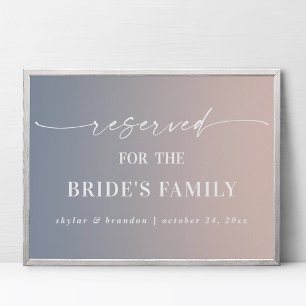 Ombre Rosa Braut Hochzeitsschild nur für die Famil Poster