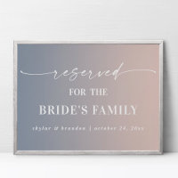 Ombre Rosa Hochzeits-Schild Familie der Braut Rese