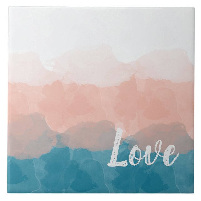 Ombre Rosa und Blau Liebe Graceful Gradient Fliese (Vorderseite)