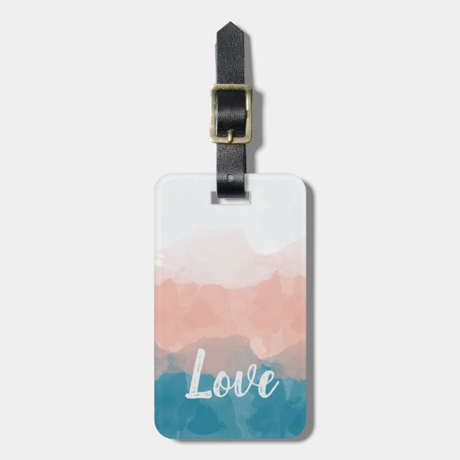 Ombre Rosa und Blau Liebe Graceful Gradient Gepäckanhänger (Vorderseite vertikal)