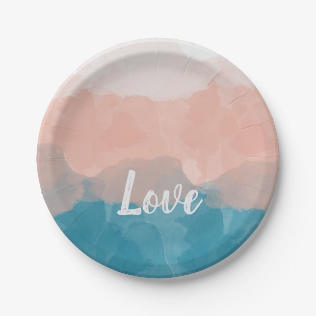 Ombre Rosa und Blau Liebe Graceful Gradient Pappteller (Vorderseite)
