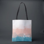 Ombre Rosa und Blau Liebe Graceful Gradient Tasche<br><div class="desc">Ein anmutiges,  ombre gestuftes Muster in einem schicken Mosaik blau und Korallenrosa. Personalisieren Sie dieses subtile Aquarelldesign,  indem Sie eigene Wörter in die Textvorlage einfügen oder das sentimentale Wort Liebe behalten.</div>