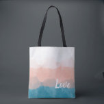 Ombre Rosa und Blau Liebe Graceful Gradient Tasche<br><div class="desc">Ein anmutiges,  ombre gestuftes Muster in einem schicken Mosaik blau und Korallenrosa. Personalisieren Sie dieses subtile Aquarelldesign,  indem Sie eigene Wörter in die Textvorlage einfügen oder das sentimentale Wort Liebe behalten.</div>