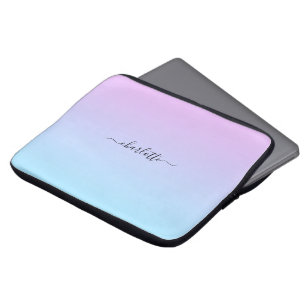 Ombré rosa und türkisfarben glänzen laptopschutzhülle