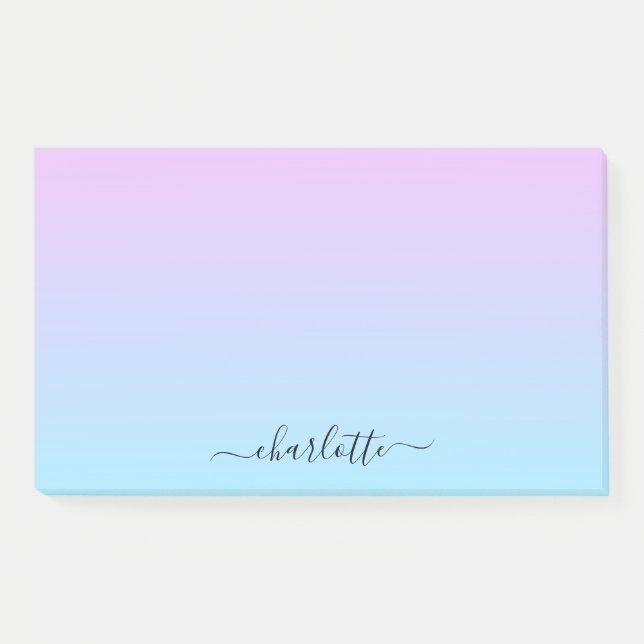 Ombré rosa und türkisfarben glänzen post-it klebezettel (Vorderseite)
