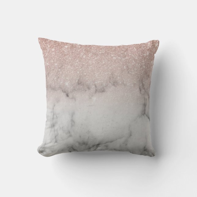 Ombre Rose gold Glitzer Trendy Marble Kissen (Vorderseite)