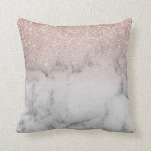 Ombre Roségold Glitter Trendiger Marmor Kissen
