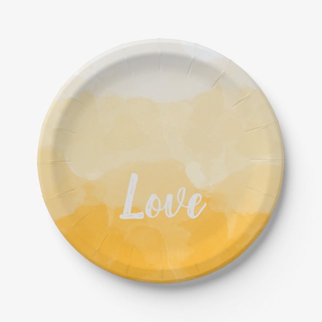 Ombre Saffron und Gelbe Liebe Pappteller (Vorderseite)