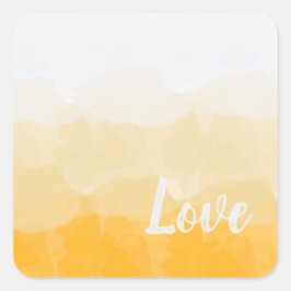 Ombre Saffron und Gelbe Liebe Quadratischer Aufkleber