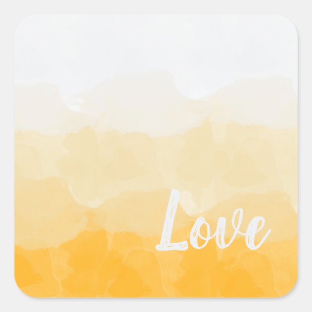 Ombre Saffron und Gelbe Liebe Quadratischer Aufkleber (Vorderseite)