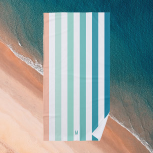 Ombre Sea Shore Streifen & persönliches Monogramm Strandtuch