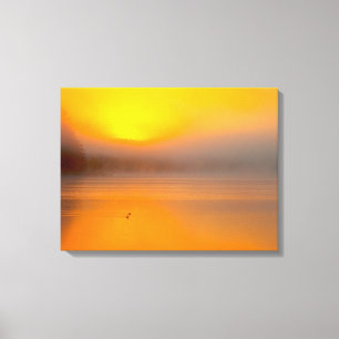 Ombre Sonnenaufgang, der auf zwei Enten-Natur-Foto Leinwanddruck