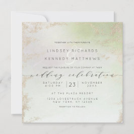 Ombre Spring Green Gold Foil Chic Wedding Square Einladung