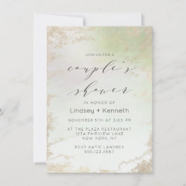 Ombre Spring Green Gold Foil Frost Polterabend Einladung