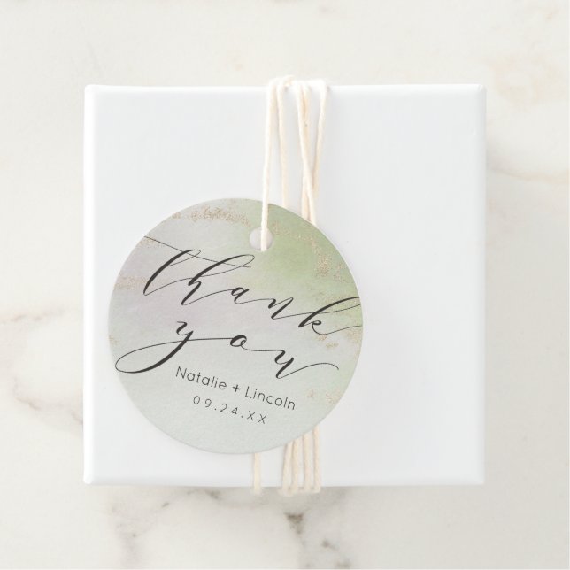 Ombre Spring Green Gold Foil Wedding Vielen Dank Geschenkanhänger (Beispiel)