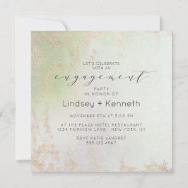Ombre Spring Green Gold Square Engagement Party Einladung