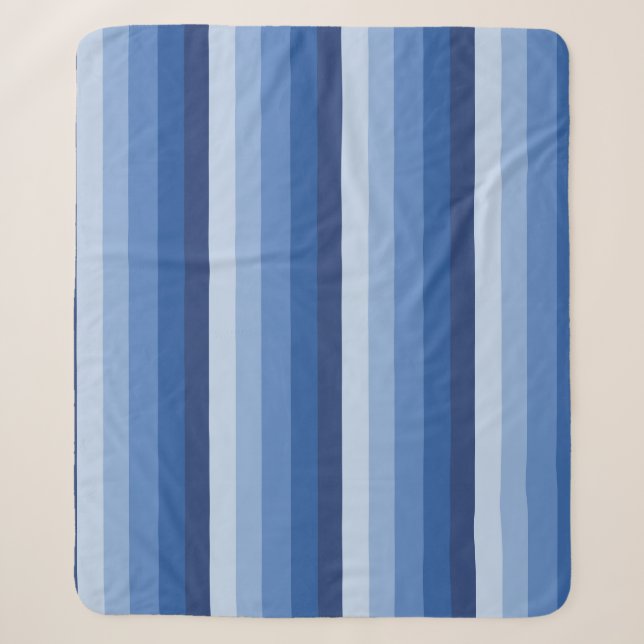 Ombre Streifen in blauen Tönen Sherpadecke (Vorderseite)