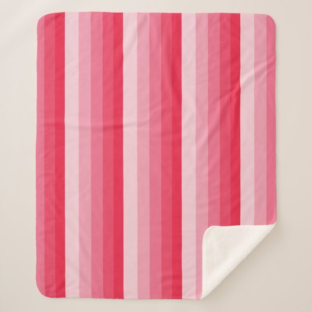 Ombre Streifen in Rot bis Rosa Sherpadecke (Vorderseite)