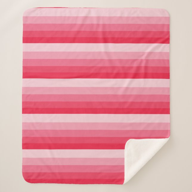 Ombre Streifen in Rot bis Rosa Sherpadecke (Vorderseite)
