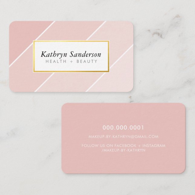 OMBRE STRIPE modern stylish chic cute blush pink Visitenkarte (Vorne/Hinten)