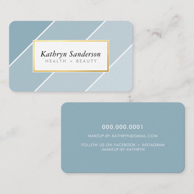 OMBRE STRIPE modern stylish chic cute dusty blue Visitenkarte (Vorne/Hinten)