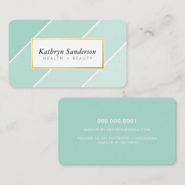 OMBRE STRIPE modern stylish chic cute mint green Visitenkarte (Vorne/Hinten)