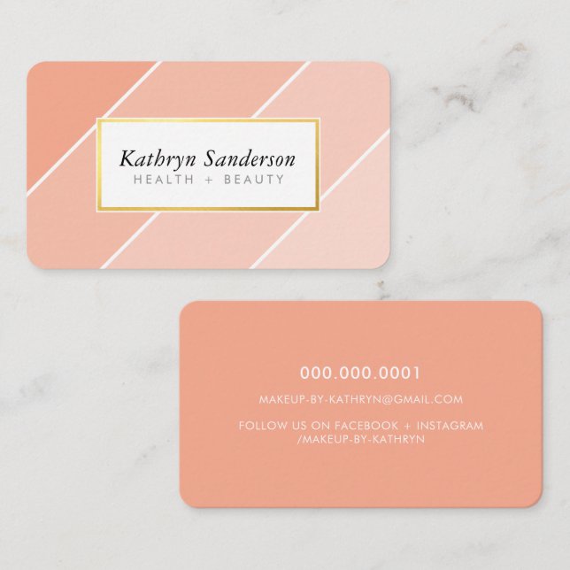 OMBRE STRIPE modern stylish chic cute peach Visitenkarte (Vorne/Hinten)