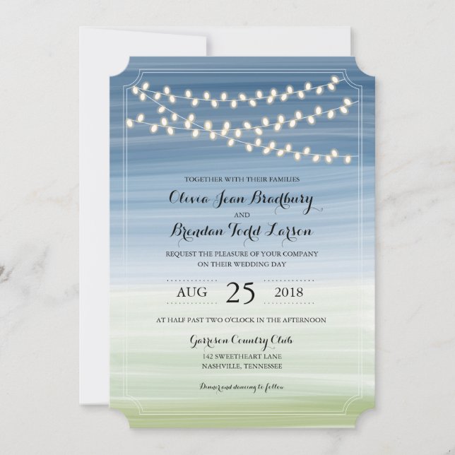 Ombre Summer Night Lights | Hochzeit Einladung (Vorderseite)