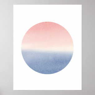 Ombré Sunset Seelandschaft Poster Kunst Druck