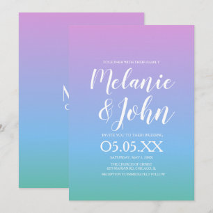 Ombre-Ton-Regenbogen-Weich-Lila-Blau-Grün-Hochzeit Einladung