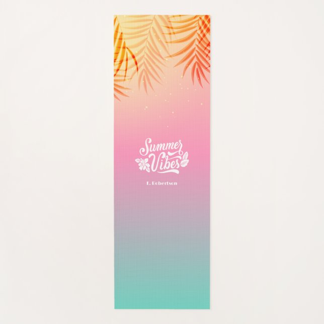 Ombre Tropical Beach Sunset Individuelle Name Yogamatte (Vorderseite)