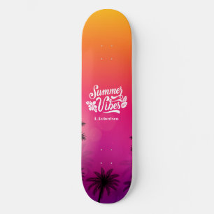 Ombre Tropical Summer Night Vibe Individuelle Name Skateboard