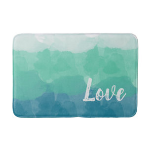 Ombre Türkis Blau und Neo Mint Liebe Gradient Badematte