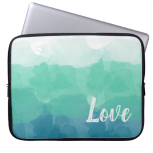 Ombre Türkis Blau und Neo Mint Liebe Gradient Laptopschutzhülle
