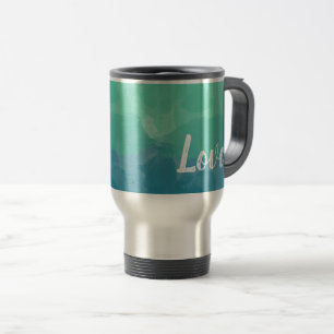 Ombre Türkis Blau und Neo Mint Liebe Gradient Reisebecher