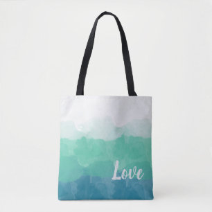 Ombre Türkis Blau und Neo Mint Liebe Gradient Tasche