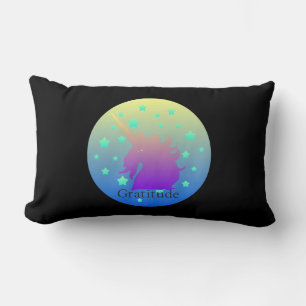 "Ombre unicorn mit Wort Dankbarkeit" Kissen. Lendenkissen