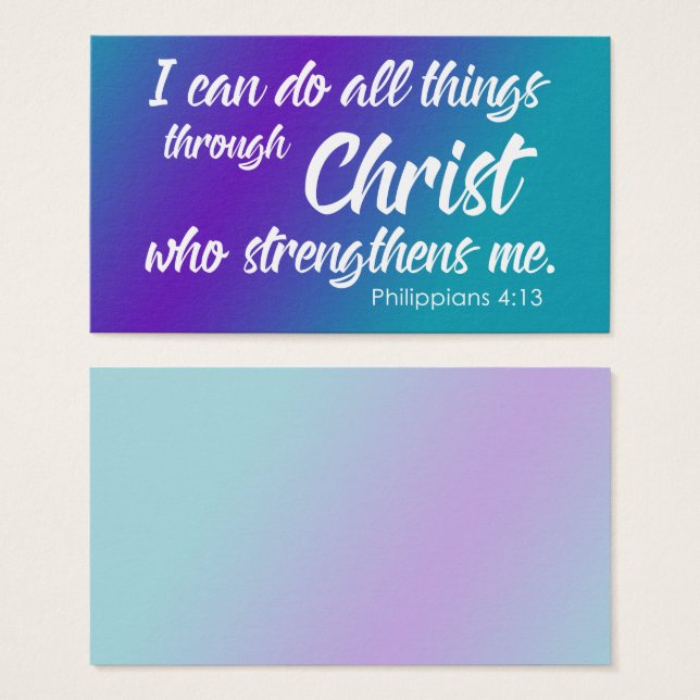 Ombre violet et Turquoise, Philippiens 4:13 Ecritu (Devant & derrière)