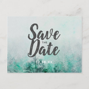 Ombre-Wald-Aquarell-Kiefern Save the Date Ankündigungspostkarte