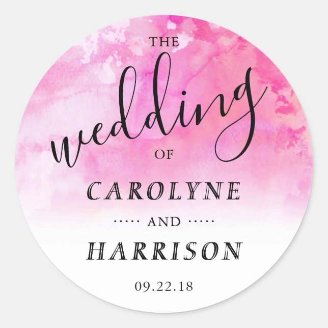 Ombre Wasserfarbe Gastgeschenk Hochzeit Aufkleber  (Vorderseite)