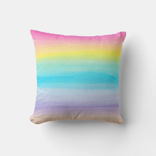 Ombre Wasserfarbe Regenbogen Kissen / rosa (Vorderseite)