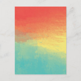 Ombre Wasserfarbe Textur - Aquamarin, gelb, korall Postkarte