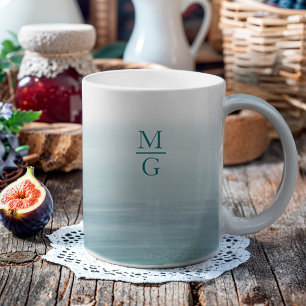 Ombre Watercolor Beach Monogram Aquamarin Kaffeetasse
