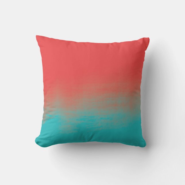 Ombre Watercolor-Beschaffenheit - aquamarin und Kissen (Vorderseite)