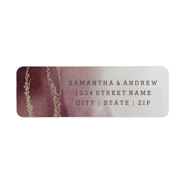 Ombre Watercolor Cranberry Wedding Rücksendeadress (Vorne)