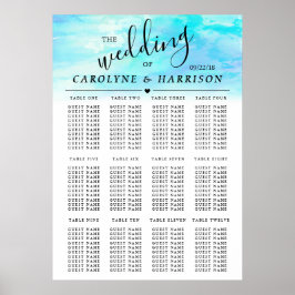 Ombre Watercolor Wedding Chart - Blau Poster